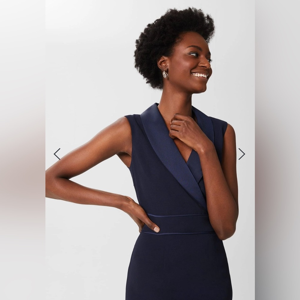 NWT Hobbs London Kara Tux Shift Dress, Midnight Navy, US Size 6 - Picture 6 of 9